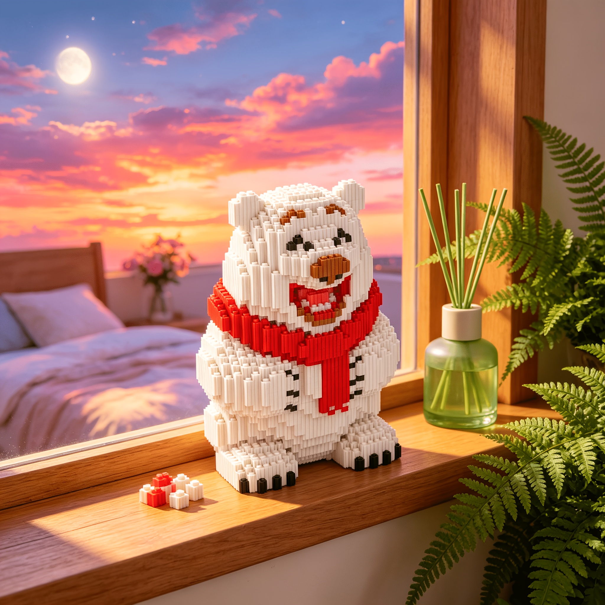 White Polar Bear 3D Building Block Ornament